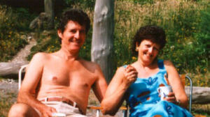 John and Jean at Birds of Prey lookout near Exeter
